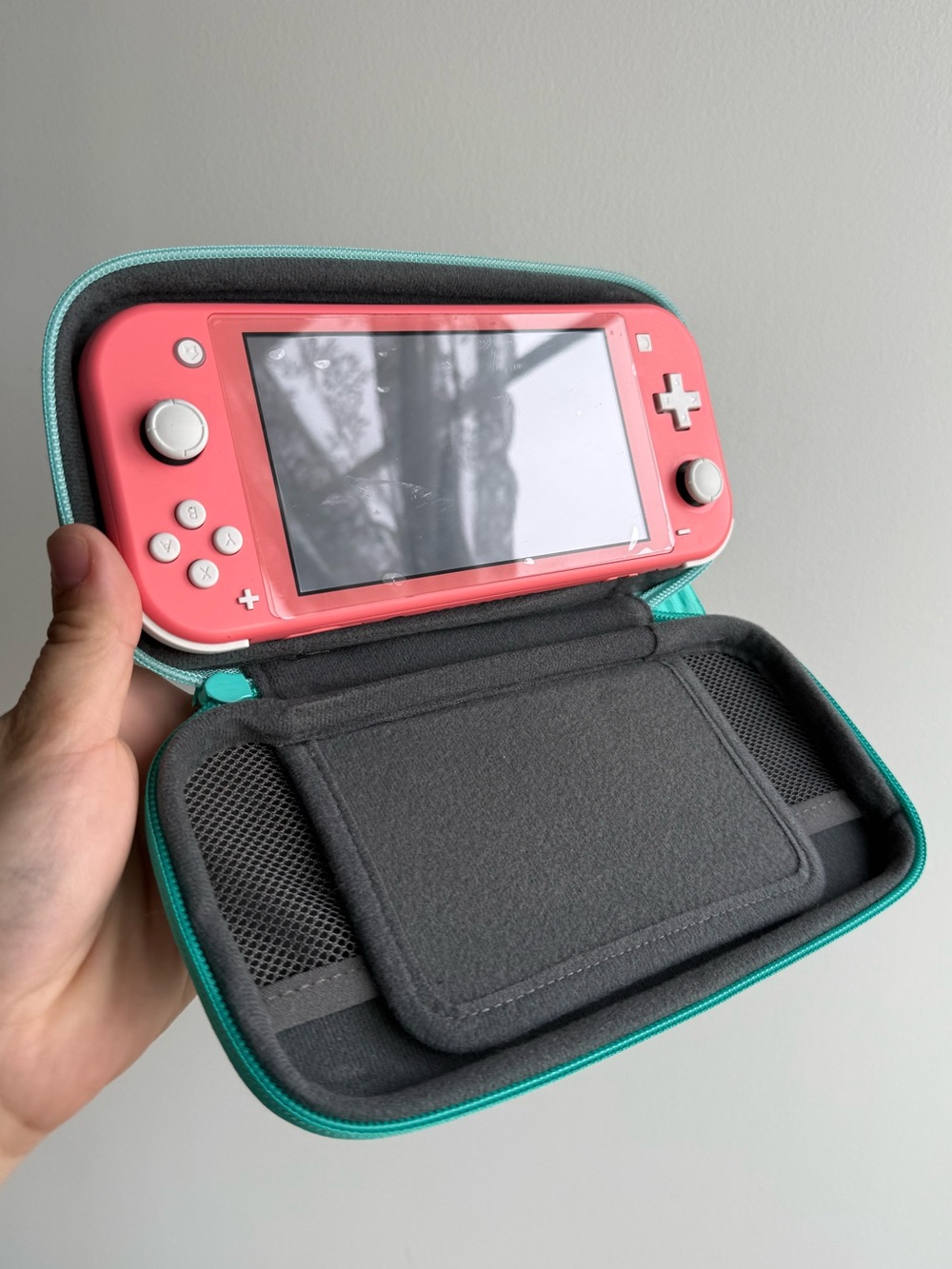 Nintendo Switch Lite in Coral Pink Blue Animal Crossing Aloha Carrying Case